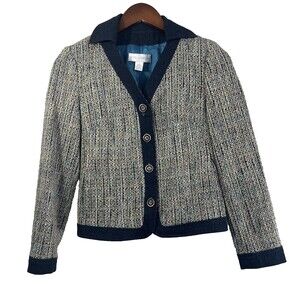Petite Sophisticate Women's Multicolor Tweed Wool Blend Blazer Size 0